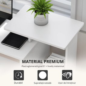 HOMCOM Birou Modern pentru PC cu Etajeră, Suport pentru Tastatură, Blat şi Sertar din Ţesătură, 100x40x86.6 cm, Alb | Aosom Romania