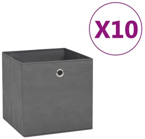 vidaXL Cutii depozitare, 10 buc., gri, 28x28x28 cm, material nețesut