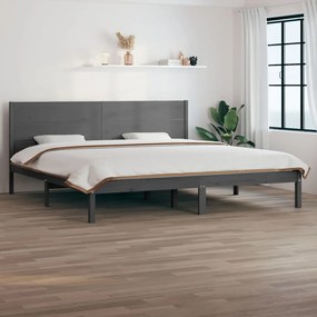3104175 vidaXL Cadru de pat, gri, 200x200 cm, lemn masiv de pin