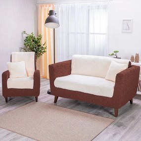 decoDoma Cuverturi SHERPA crem canapea