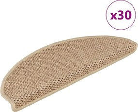 vidaXL Covorașe scări autoadezive 30buc nisipiu 65x21x4cm aspect sisal