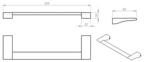 GEDY 572130 Suport pentru prosoape Glamour 30 x8,2 cm, gri