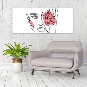 Tablou - Linie de artă față cu trandafir (120x50 cm)