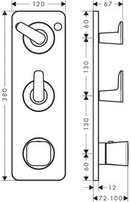 Baterie termostatata, incastrata, pentru 2 consumatori, nichel periat, Axor Citterio C