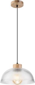 Suspensie pe cablu PIA, 1xE27/60W/230V, Ø 30 cm, finisaj stejar