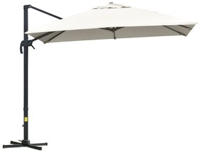 Outsunny umbrelă suspendată înclinabilă cu manivelă și bază în cruce, crem | Aosom Romania
