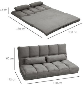 HOMCOM Divan de Podea 2 în 1 cu Spătar Reglabil în 7 Niveluri și Perne, 130x73x60 cm, Gri Carbonizat | Aosom Romania