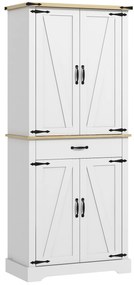 HOMCOM Credință bucătărie bufet bucătărie, 4 uși, 6 rafturi cu uși, 1 sertar și rafturi reglabile 76,5 x 40 x 181 cm alb | Aosom Romania