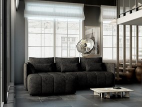 Colțar extensibil dumonde cu ladă de depozitare si sezut confortabil din spuma high-density, Malta Enjoy Black 235x185 cm