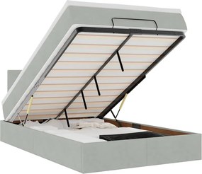 vidaXL Cadru de pat otoman cu saltea Gri deschis 120x200cm catifea