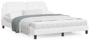 3208192 vidaXL Cadru de pat cu tăblie, alb, 160x200 cm, piele ecologică
