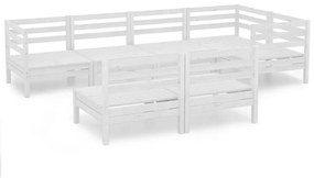 3082748 vidaXL Set mobilier de grădină, 7 piese, alb, lemn masiv de pin