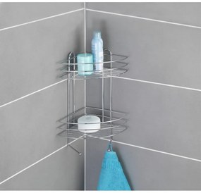 Etajeră cromată cu 2 nivele pentru colț perete Wenko Exclusive