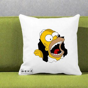 Perna Personalizata Homer Simpson Surpriza, 40x40 cm, Alba Mata, Husa Detasabila, Perna Inclusa, BEKZ®