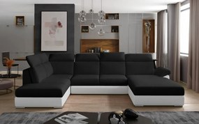 Canapea modulara extensibila cu spatiu pentru depozitare, 336x102x216 cm, Evanell R01, Eltap (Culoare: Negru / Alb)