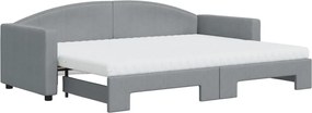 vidaXL Pat de zi cu extensie și saltele, gri deschis, 80x200 cm textil
