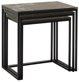 Set 3 măsuțe de cafea Shepolendo 1 (marmură negru + negru). 1108632