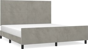 vidaXL Cadru de pat cu tăblie, gri deschis, 180x200 cm, catifea