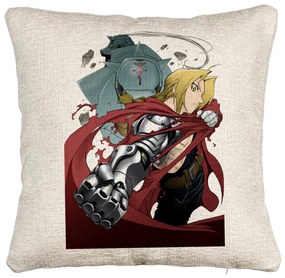 Perna Decorativa Canapea cu Full Metal Alchemist Edward Elric, 40x40 cm, Cu fermoar