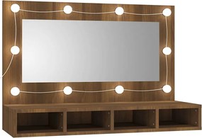 vidaXL Dulap cu oglindă și LED, stejar maro, 90x31,5x62 cm