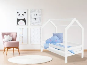 Pat pentru copii CASETA D3, 80 x 160 cm, alb Saltele: Saltea EASYSOFT 10 cm, Cutie depozitare pat: Fara sertar, Somiera pat: Cu lamele curbate