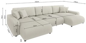 Colțar crem extensibil, cu spațiu de depozitare, cu tapițerie din catifea reiată Sara – Ropez