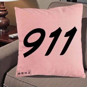 Perna Personalizata 911 Bold, 40x40 cm, Roz, Husa Detasabila, Perna Inclusa, BEKZ®