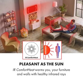 Klarstein Wonderwall Air Art Smart, încălzitor cu infraroșu, 80 x 60 cm, 500 W, aplicație, valuri albastre