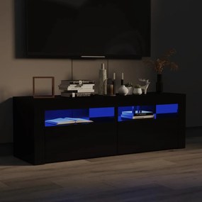 804362 vidaXL Comodă TV cu lumini LED, negru extralucios, 120x35x40 cm