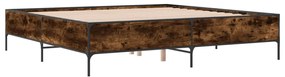3279784 vidaXL Cadru de pat, stejar fumuriu 180x200 cm lemn prelucrat și metal
