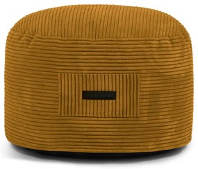 Taburet galben muștar cu tapițerie din catifea reiată Om 60 – SLOWDOWN