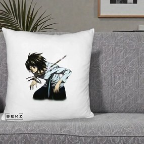 Perna Personalizata Death Note L Lawliet Lanturi, 40x40 cm, Alb Pufos, Husa Detasabila, Perna Inclusa, BEKZ®