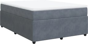 vidaXL Pat box spring cu saltea, gri închis, 140x200 cm, catifea