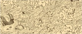 Tablou - Harta de epocă, ilustrații (120x50 cm)