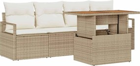 vidaXL Set de canapele pentru grădină 5 pcs Bej Rattan poli