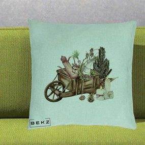 Perna Decorativa Roaba Rustica de Craciun, 40x40 cm, Verde Menta, Husa Detasabila, Perna Inclusa, BEKZ®