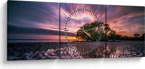 Tablou copacului pe plajă (cu ceas) (90x30 cm)