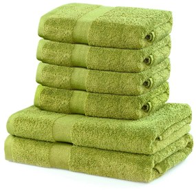 Set 2 prosoape duș și 4 prosoape de mâini din bumbac DecoKing Marina, verde lime