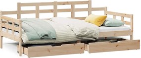 vidaXL Pat de zi cu sertare, 90x200 cm, lemn masiv pin