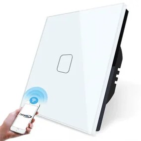 Intrerupator simplu Smart Wi-Fi sticla 195007/WH Elmark