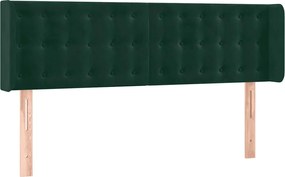 vidaXL Tăblie de pat cu aripioare verde închis 147x16x78/88 cm catifea