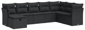 3325331 vidaXL Set mobilier de grădină cu perne, 8 piese, negru, poliratan