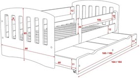 Pat Classic pentru copii - alb 160x80 cm pat fără spațiu de depozitare