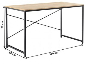 Birou, stejar   negru, 150x60 cm, MELLORA