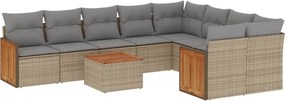 vidaXL Set canapele de grădină cu perne, 10 piese, bej, poliratan