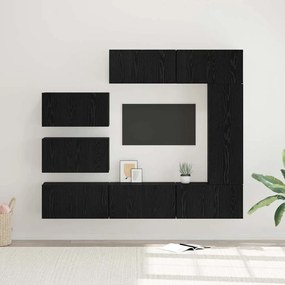 vidaXL Set comodă TV cu raft Pe perete Altele 8 pcs Stejar negru 30.5 x 30 x 90 cm