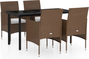 vidaXL Set de servit masa pentru grădină, 5 piese, maro și negru