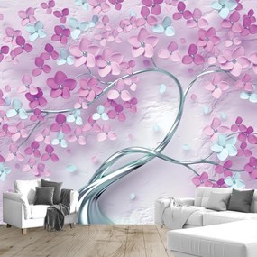 Fototapet - Copac violet cu flori 3D (147x102 cm)