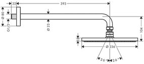 Palarie de dus, Hansgrohe, Raindance S 240, 1 jet, cu brat, crom