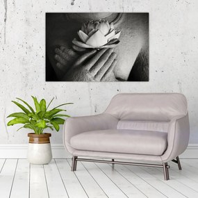 Tablou - Lotus în mâinile lui Buddha (90x60 cm)